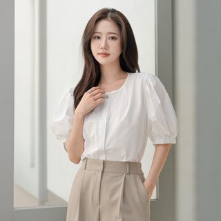 오엘듀 벌룬소매 반팔 블라우스
