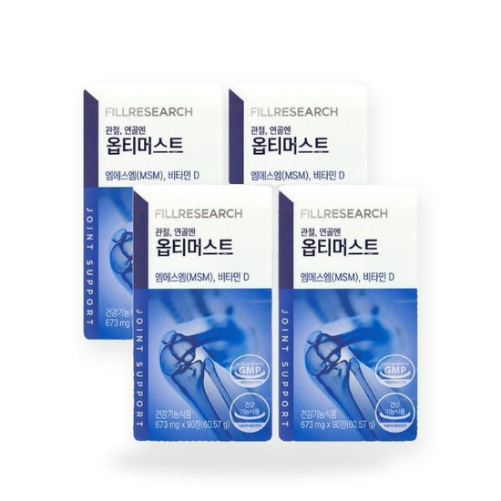 (주)셀러허브 52596095-필리서치 옵티머스트 관절 연골 뼈 비타민D 옵티 OPTI MSM 673mg x 90정 4박스(SH)