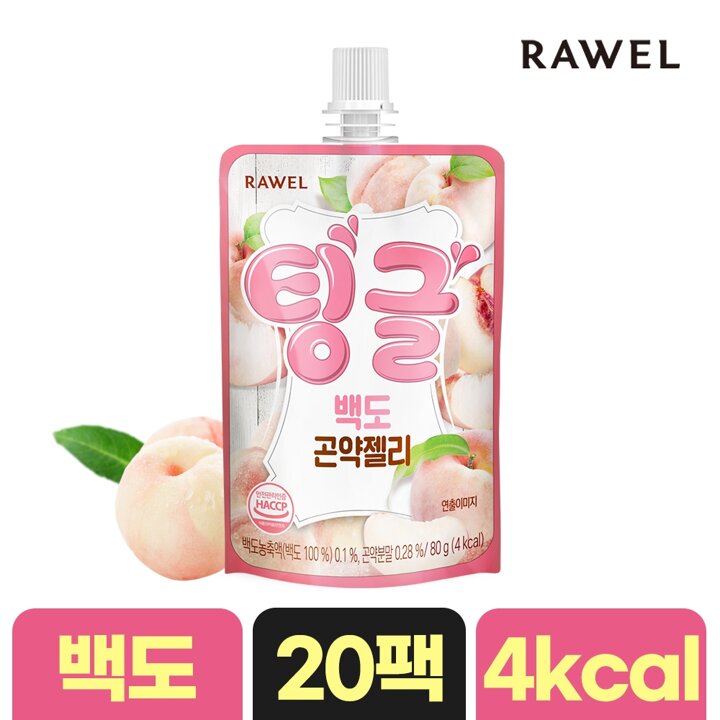 로엘 팅글 곤약젤리 백도 80g 20팩