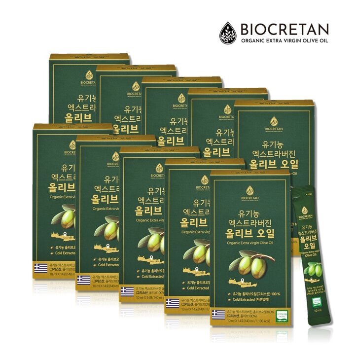바이오크레탄 (산도0.08) 그리스산 유기농 엑스트라버진 올리브오일 스틱 10ml 14포 10박스