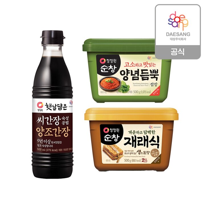 청정원 장류 3종(재래식된장500g+쌈장500g+양조간장500ml)