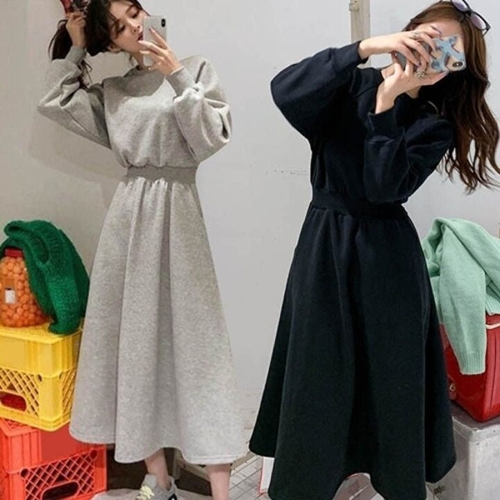 날씬해보이는 여성 맨투맨 원피스 데일리 스타일리쉬19873582667501