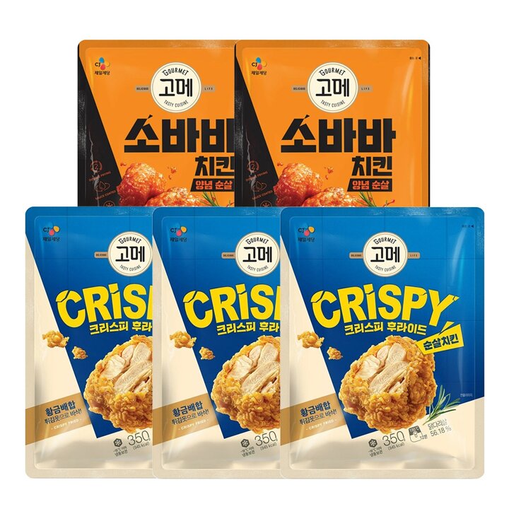 CJ제일제당 고메 크리스피치킨 350g x3개+소바바 양념 순살 375g x2개