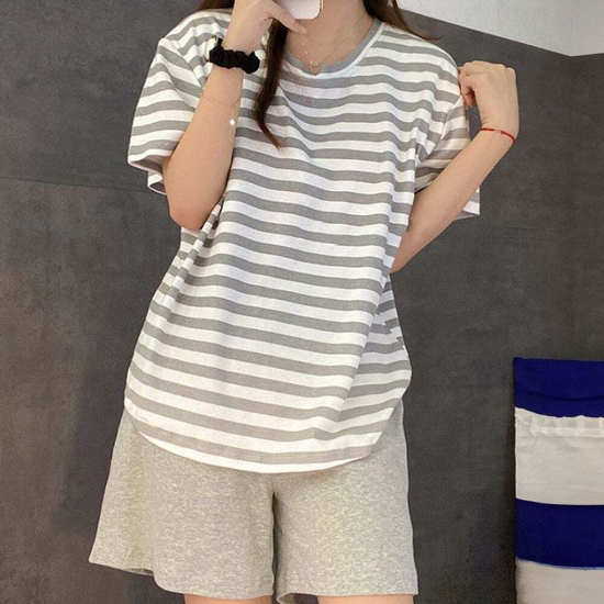 (스타일하우스)잠옷 파자마 홈웨어 여성 반팔티 브라캡 패드내장 세트 gray