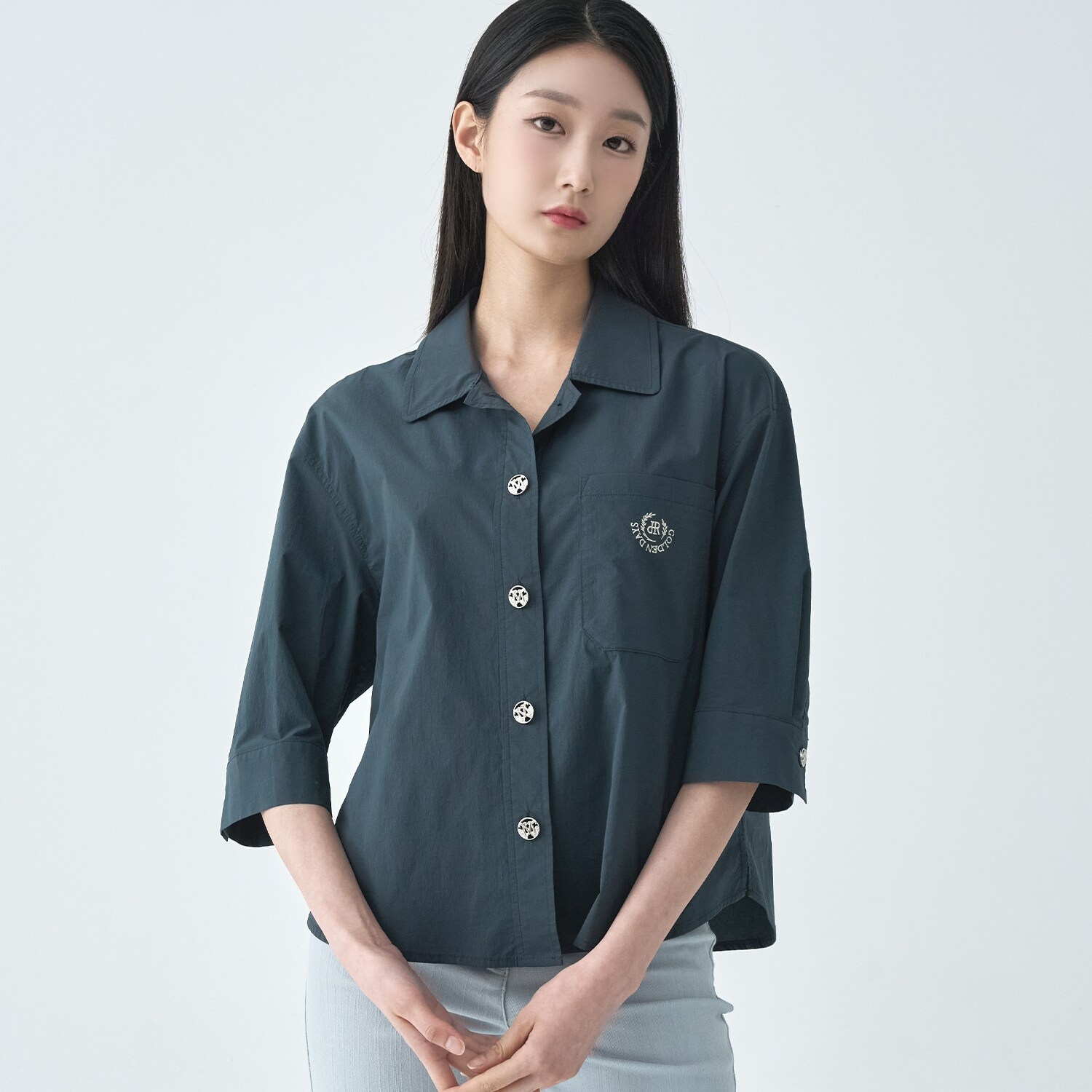 [지센] (2컬러) 포켓자수 셔켓 블라우스 LCWSO423