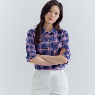 [지센] (2컬러) 체크 롱셔츠 LCWSP537