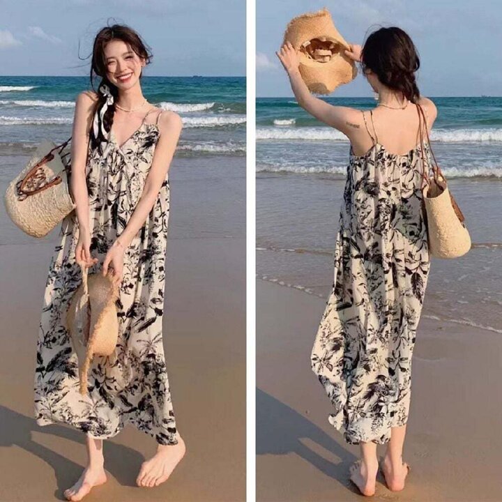 모노무드 여성원피스 여름 끈나시 나시 롱 원피스 휴양지 바닷가 바캉스