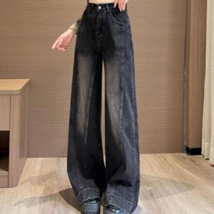 아트박스/신상오픈런 여성 하이웨이스트 빈티지 롱 와이드 청바지