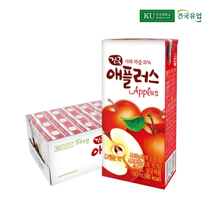 건국우유 애플러스 사과 음료 190ml 24팩
