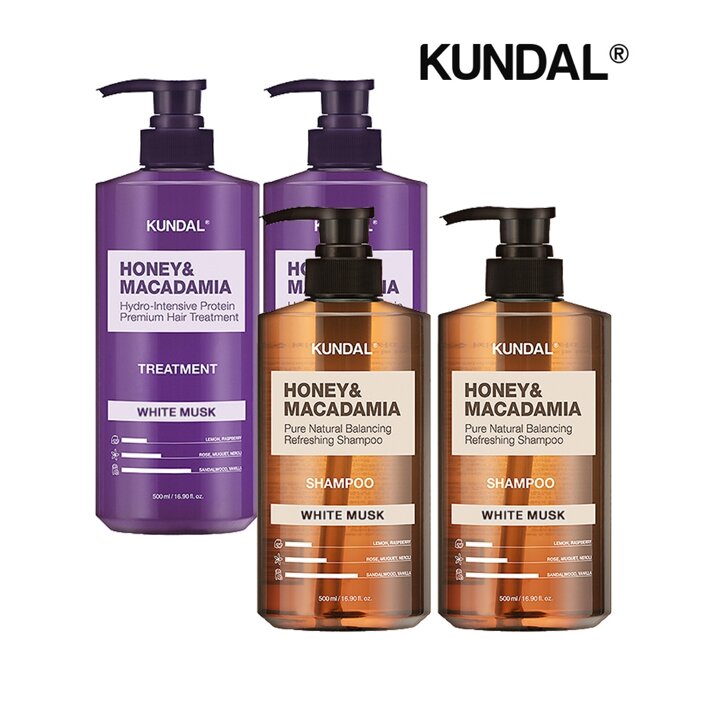 쿤달 네이처 샴푸 화이트머스크 500ml x2개+트리트먼트 화이트머스크 500ml x2개