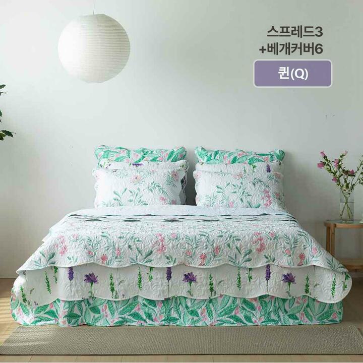 [26SS/최신상/메종노아]Q 속건워싱 시어서커 스프레드3장+베개커버 세트6장 총9종 Q(퀸/양면) 