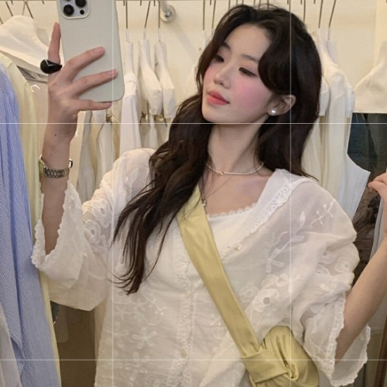 여성 여름 데일리 이누 후드 자수 가디건