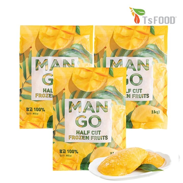[보라티알] TS FOOD 냉동 망고 하프컷 1kg x 3개