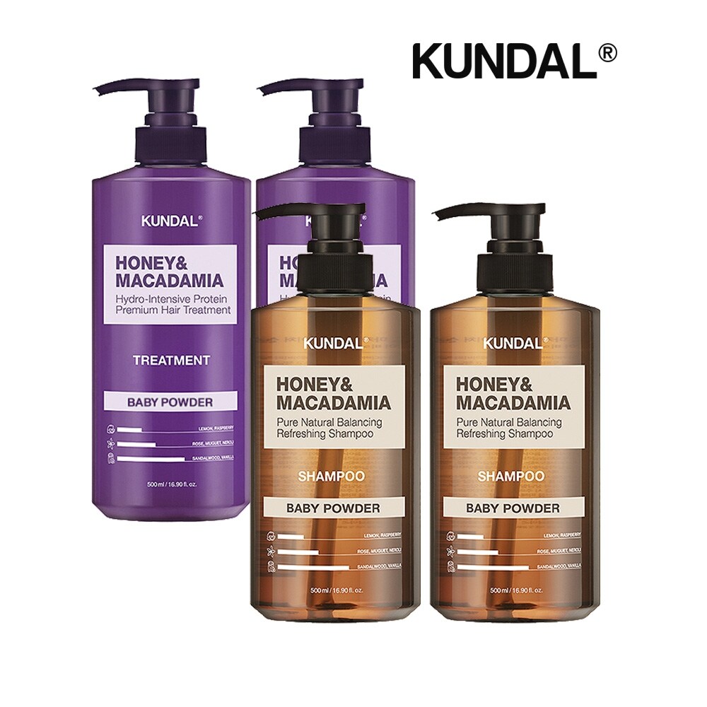 쿤달 네이처 샴푸 베이비파우더 500ml x2개+트리트먼트 베이비파우더 500ml x2개