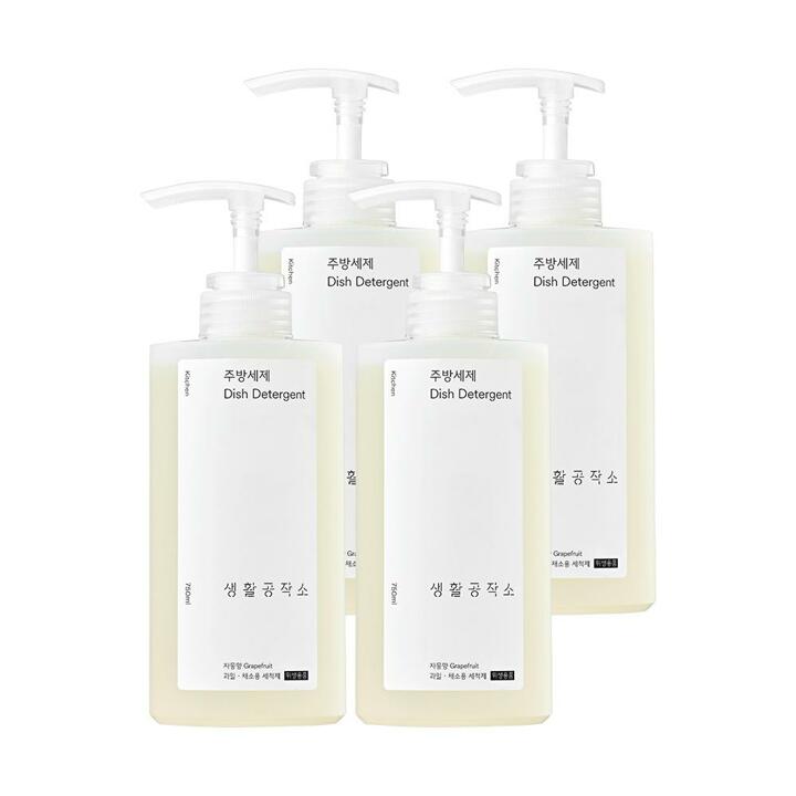 [생활공작소] 주방세제 750ml 4개 / (쌀뜨물/자몽 택1)