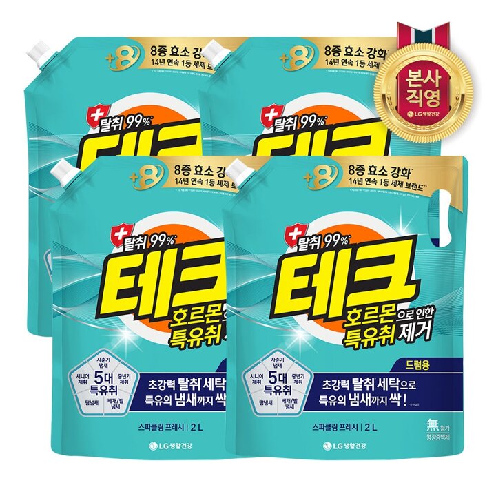 테크 호르몬 특유취 액체 드럼 2L 리필x 4개