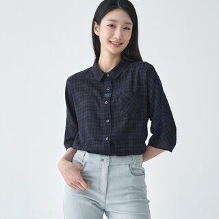 [지센] (2컬러) 체크 돌먼 블라우스 LCWSO532