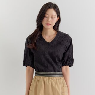 [지센] (2컬러) 브이넥 코튼 혼방 블라우스 LFWSP505