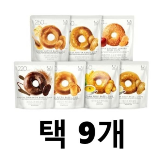 (주)셀러허브 딜라이트 프로젝트 베이글칩 7종 택9개 갈릭 허니 피자 초코 옥수수 크림