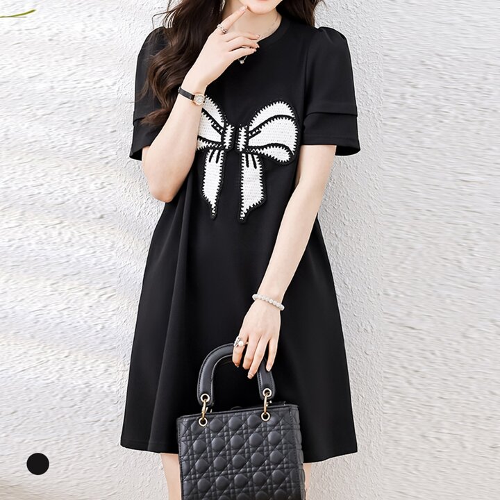 KARRA 화이트볼드리본퍼프원피스_A5M0244