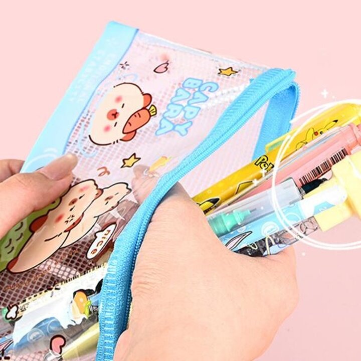 아트박스/호사문구 아트필드 카피바라 PVC 빅 매쉬 파우치 A4
