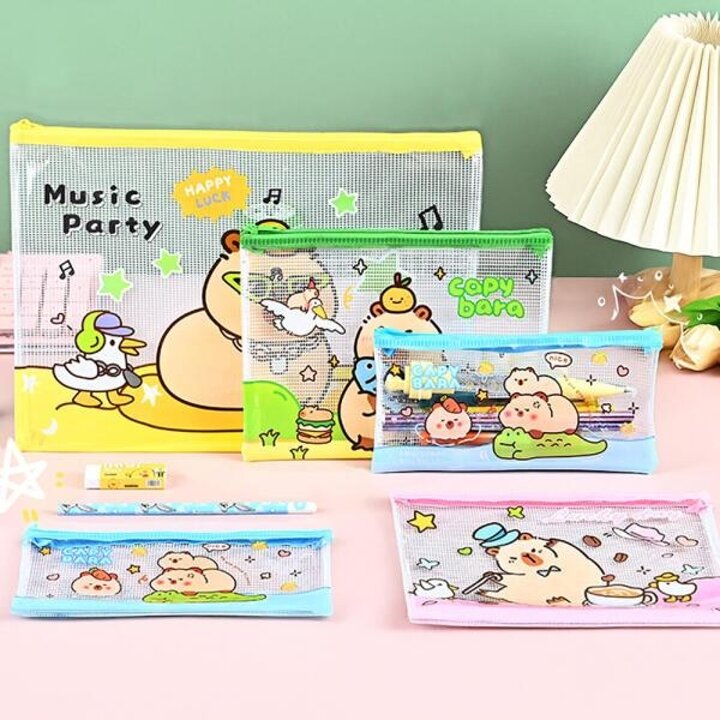 아트박스/호사문구 아트필드 카피바라 PVC 빅 매쉬 파우치 A4