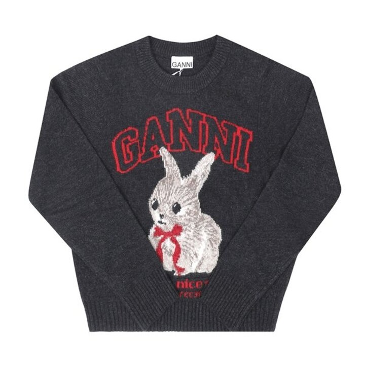 GANNI A1070047 252 버니 로고 울 믹스 여성 니트