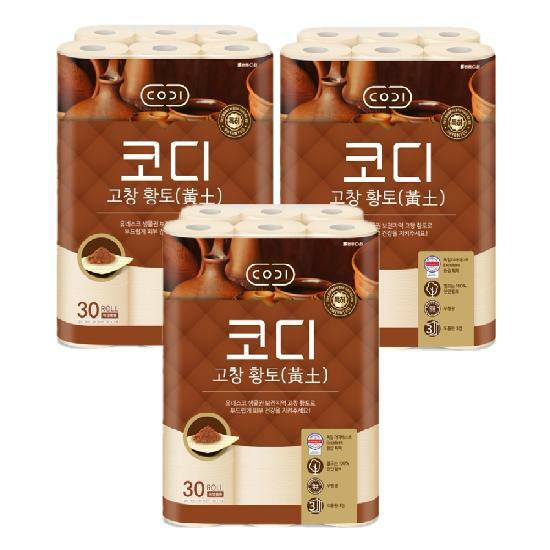 코디 고창황토 화장지 30m*30롤 3팩 