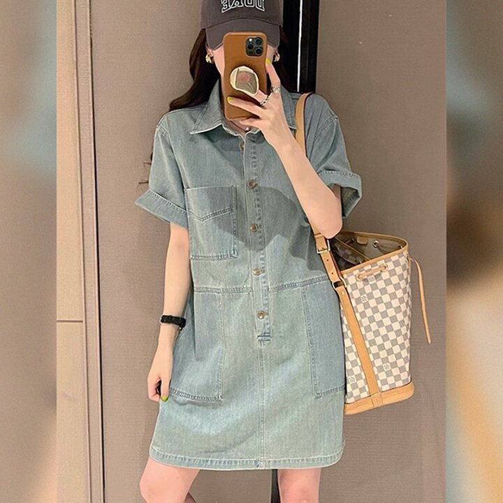 [리즈무드] 르몽 데님 반팔 원피스