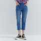 [지센] (2컬러) 에센셜 스판 풀밴딩 7부 배기핏 데님팬츠 LCDPP571