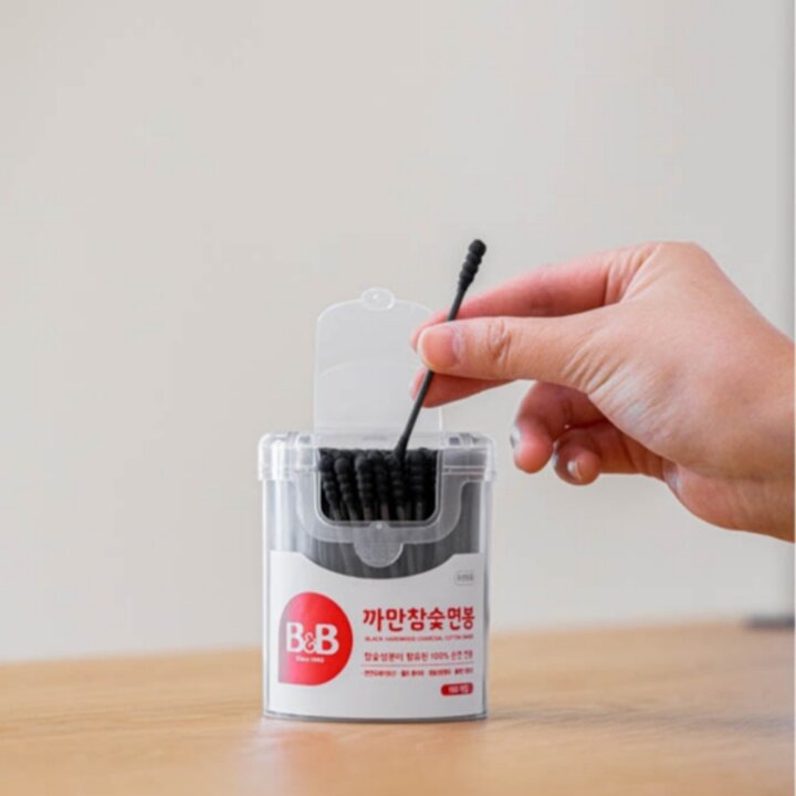 [6개 세트] 비앤비 참숯 순면 까만 면봉 150p