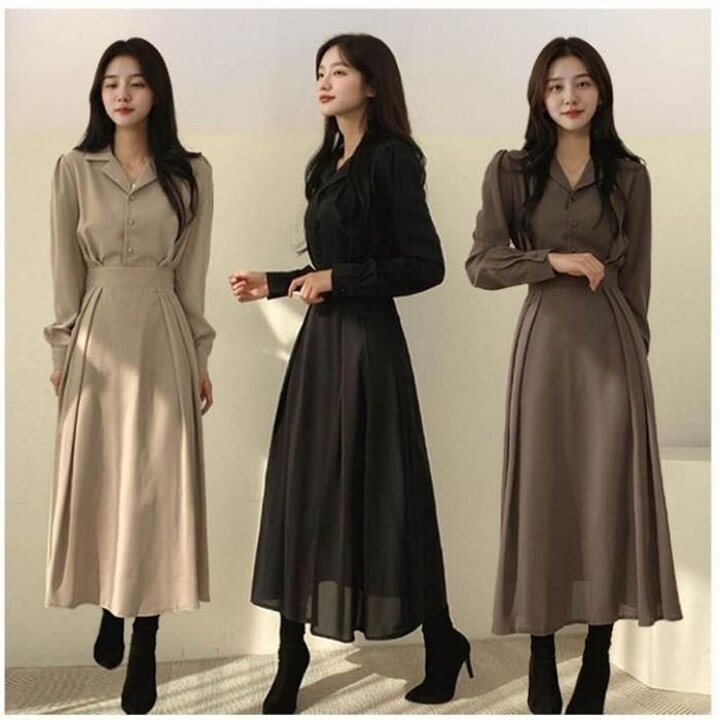 31587136-여성가을캐주얼정장A라인롱원피스돌잔치하객룩