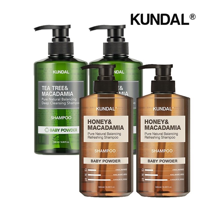 쿤달 네이처 샴푸 베이비파우더 500ml x2개+딥클렌징 지성샴푸 베이비파우더 500ml x2개