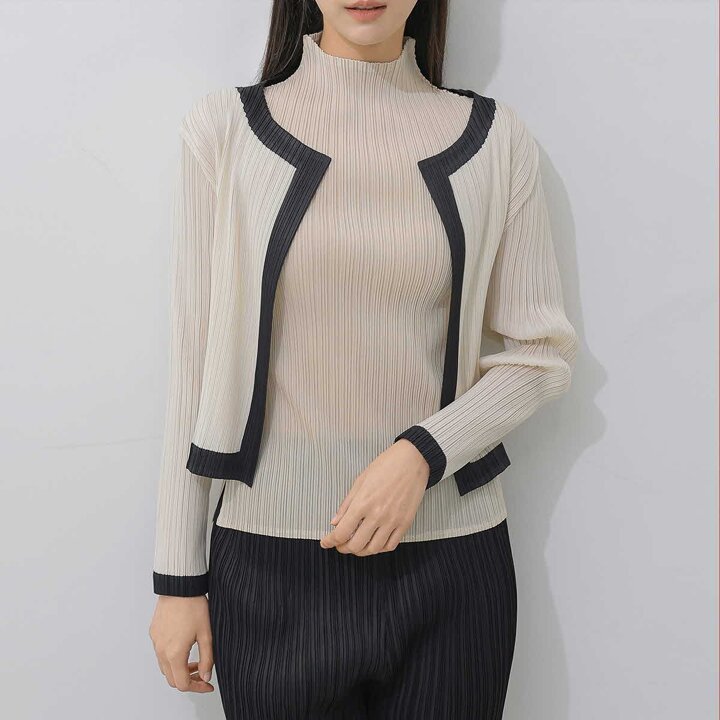플라라 (88까지)플리츠볼드배색라인가디건