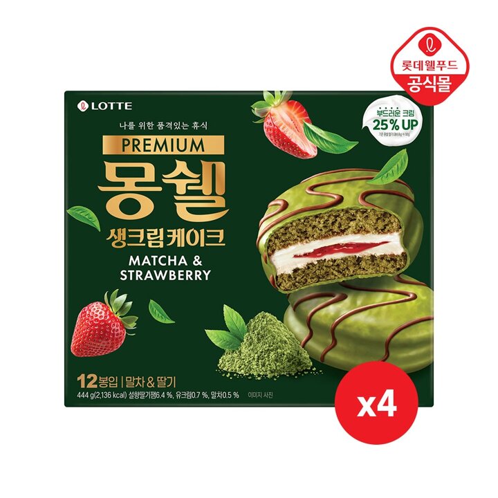 프리미엄 몽쉘 말차딸기 444g(12입)x4개