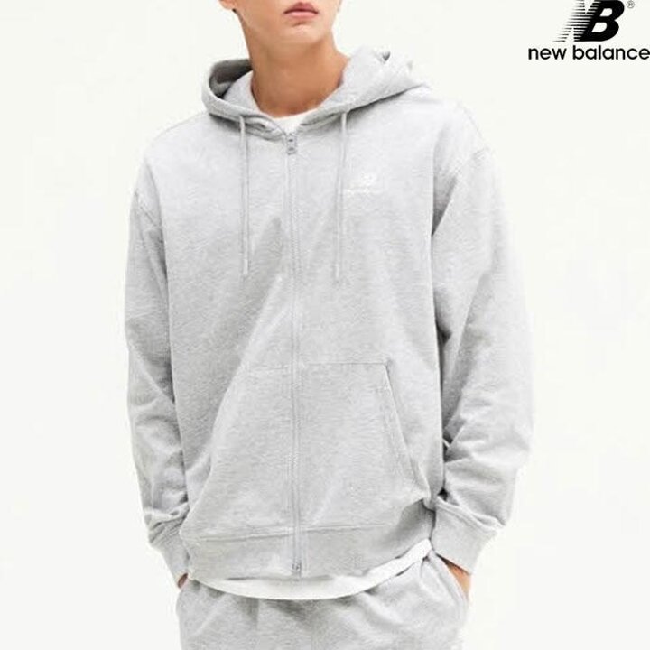 뉴발란스 NBMDE21013-MG 에센셜 싱글메쉬 후드집업 세미오버핏 남녀공용 후드티 (43933078)