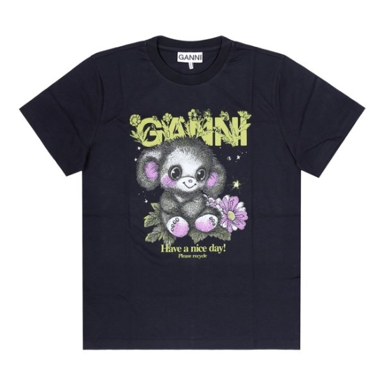 GANNI A1050218 252 몽키 로고 여성 반팔티