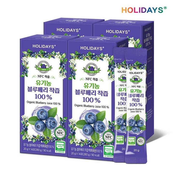 H[M] 홀리데이즈 유기농 블루베리즙 NCF 착즙 100% 4박스 