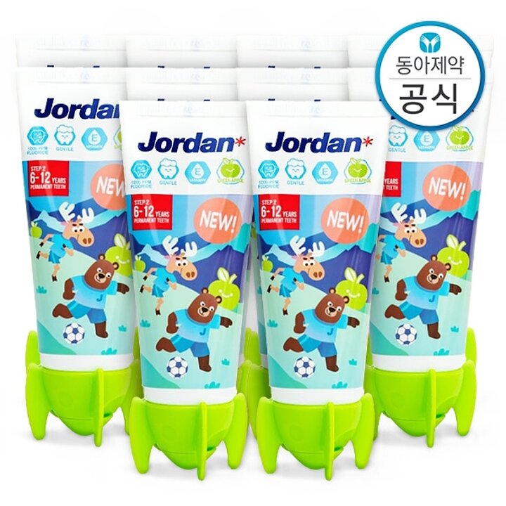 조르단 6세 이상 유아 어린이치약 고불소 1000ppm 뉴스텝2 90g 10개