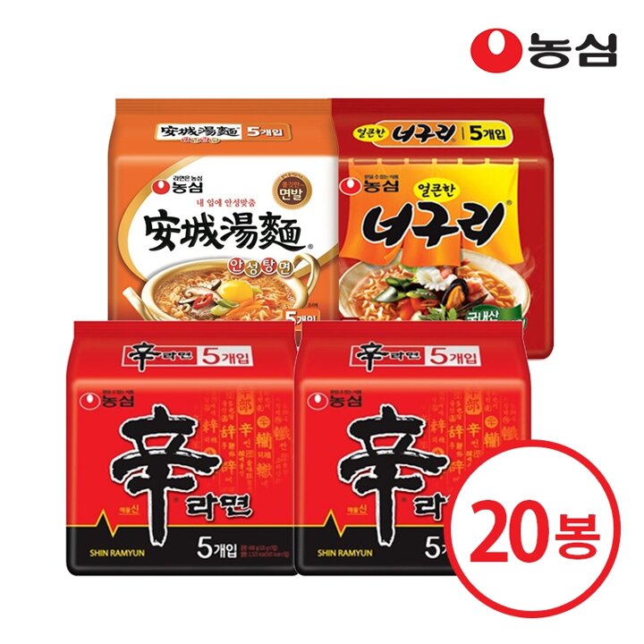 농심 신라면 10개 + 안성탕면 5개 + 얼큰한너구리 5개