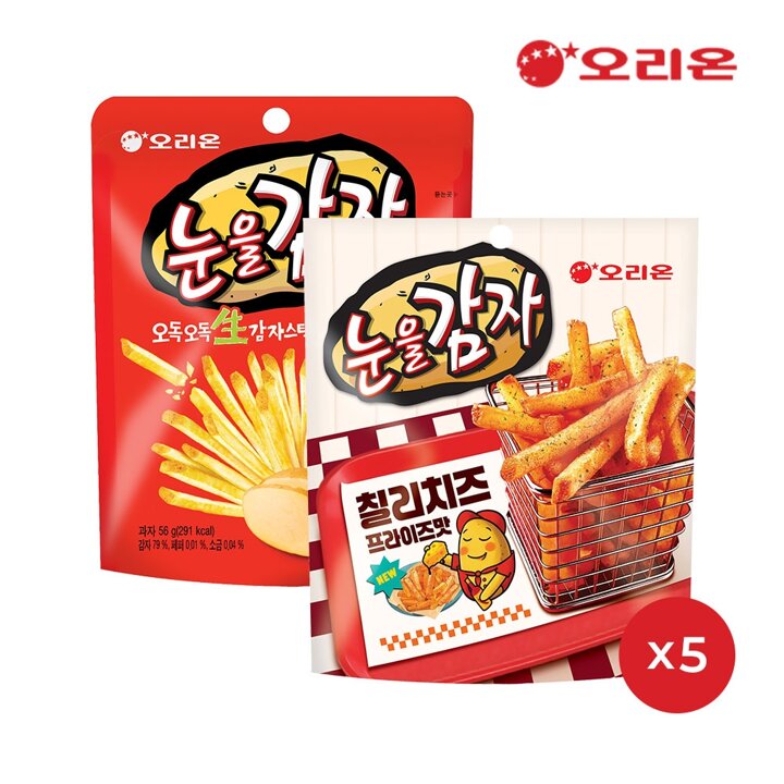오리온 눈을감자 칠리치즈 프라이즈(56g) x 5개 + 페퍼솔트 x 5개
