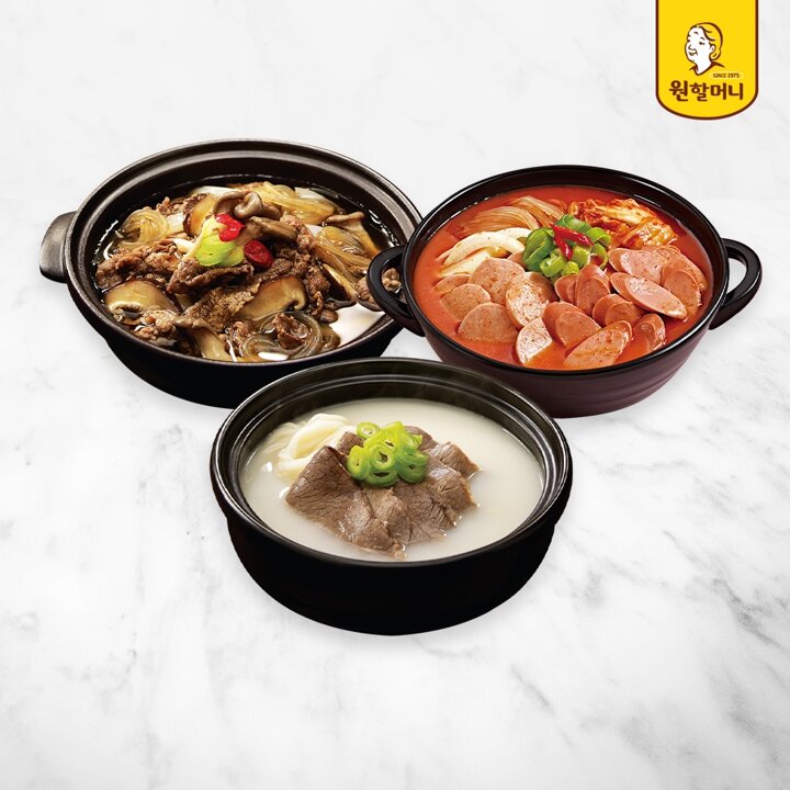 G[원할머니] 설렁탕 2팩+뚝배기불고기 2팩+부대찌개 2팩