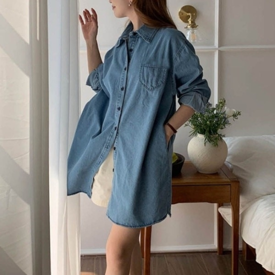 데님 스타일링 포켓 원피스 진청 연청 나만의룩19643509667501