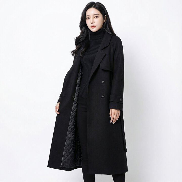클라셰 (77까지)레이디퀼팅롱코트+벨트SET_B5W0037