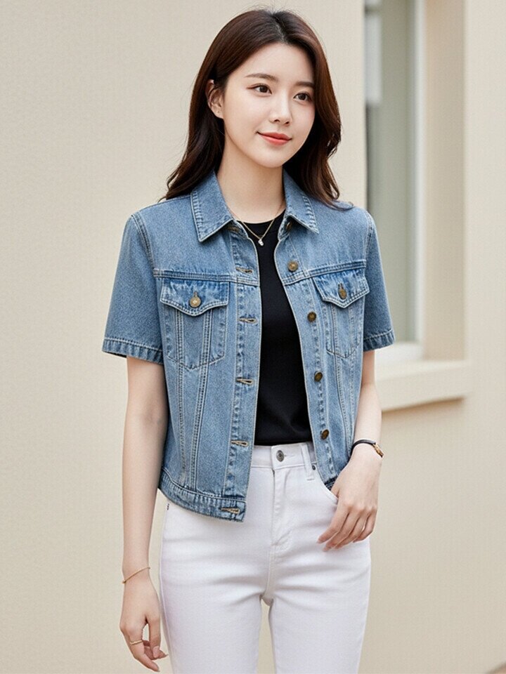 ATMARK 캐주얼워싱데님반소매자켓AA43JK009G
