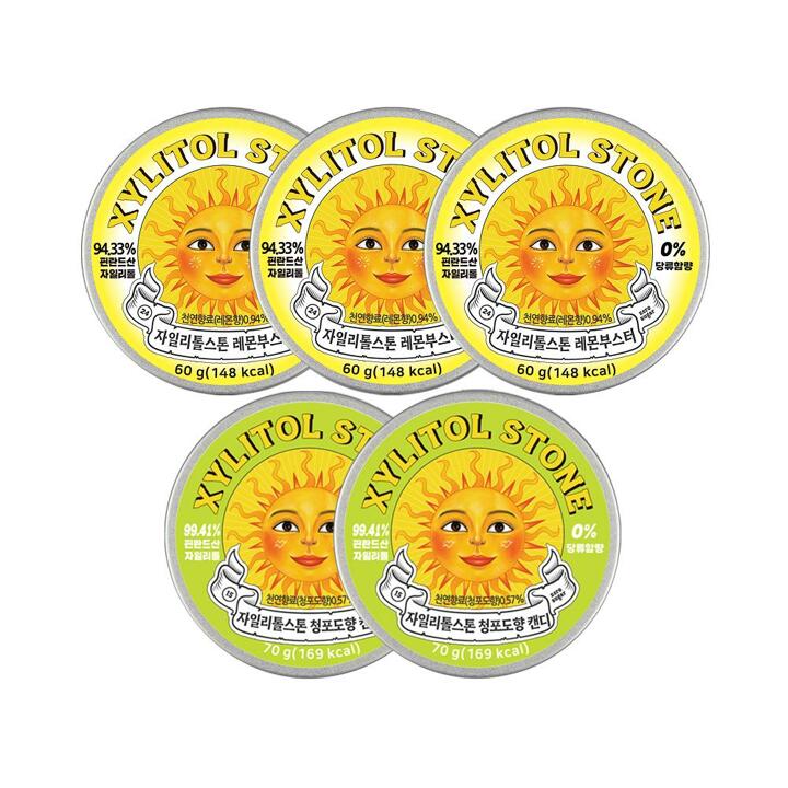 [자일리톨스톤] 자일리톨스톤 레몬부스터 60g x 3개 +  청포도 70g x 2개