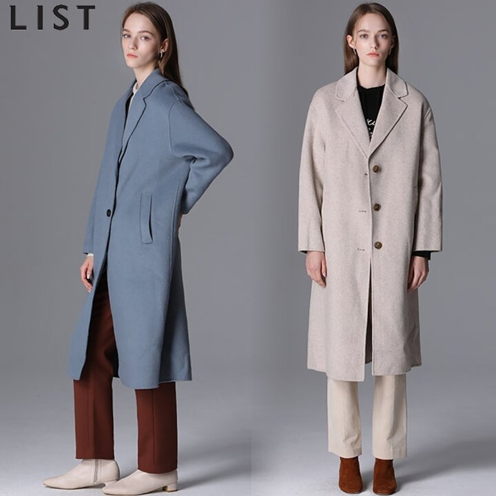 [리스트(LIST)] 테일러드카라 울소재 3버튼 루즈핏 롱코트 (택가격 338000원)