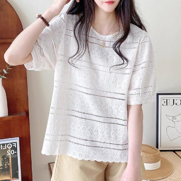 펀칭자수블라우스LL-T155