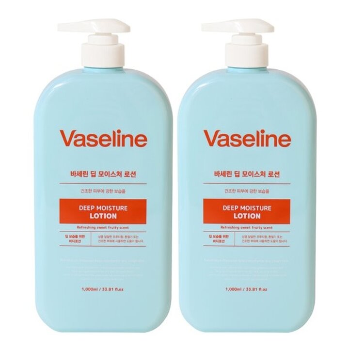 (2개)바세린 딥 모이스처 바디로션 1000ml /대용량 건조한피부용 고보습