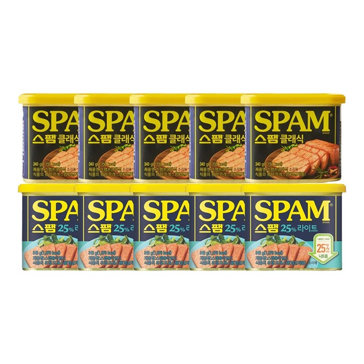 CJ제일제당 스팸클래식 340g x5개 + 스팸라이트 340g x5개
